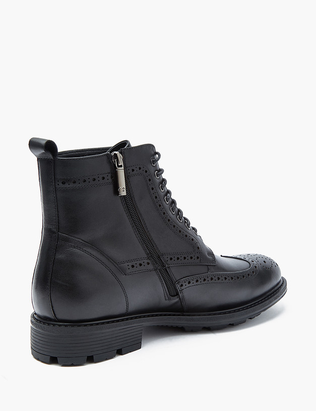 Черные мужские зимние ботинки с перфорацией MASCOTTE 175-321731-0102 | ракурс 3