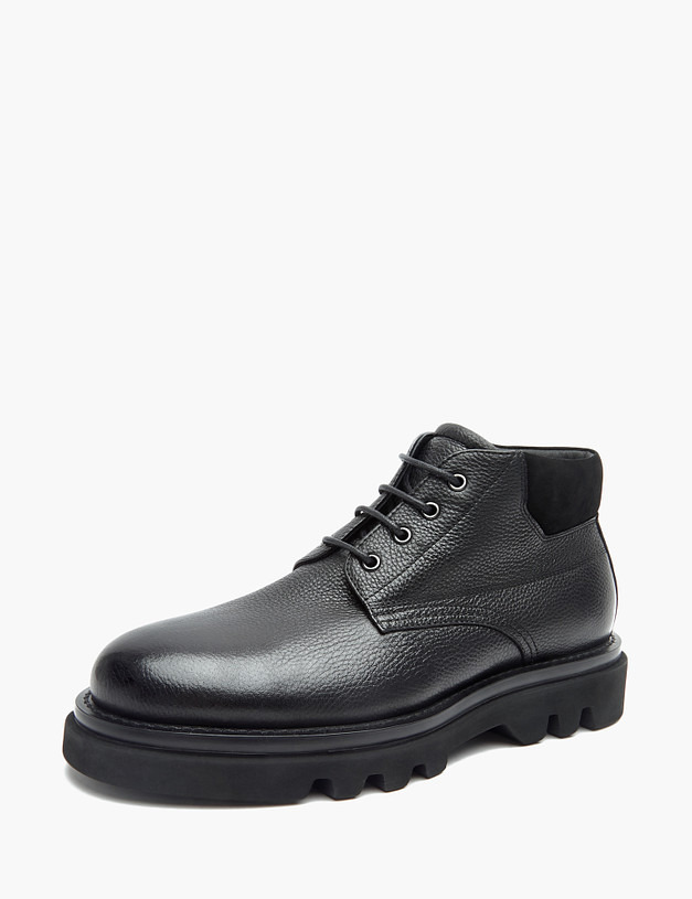 Черные мужские ботинки из кожи и нубука MASCOTTE 175-320824-0102 | ракурс 2