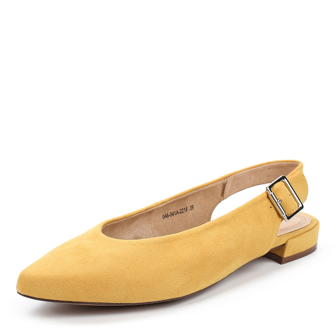 Желтые женские туфли с открытой пяткой на небольшом каблуке LOLLI|POLLI