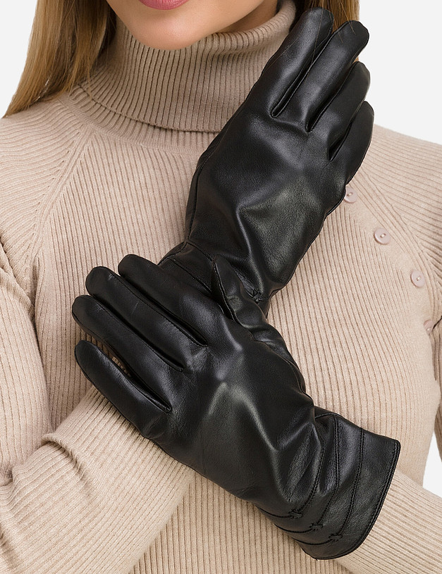 Черные кожаные женские перчатки MASCOTTE 717-0206-0502 | ракурс 4