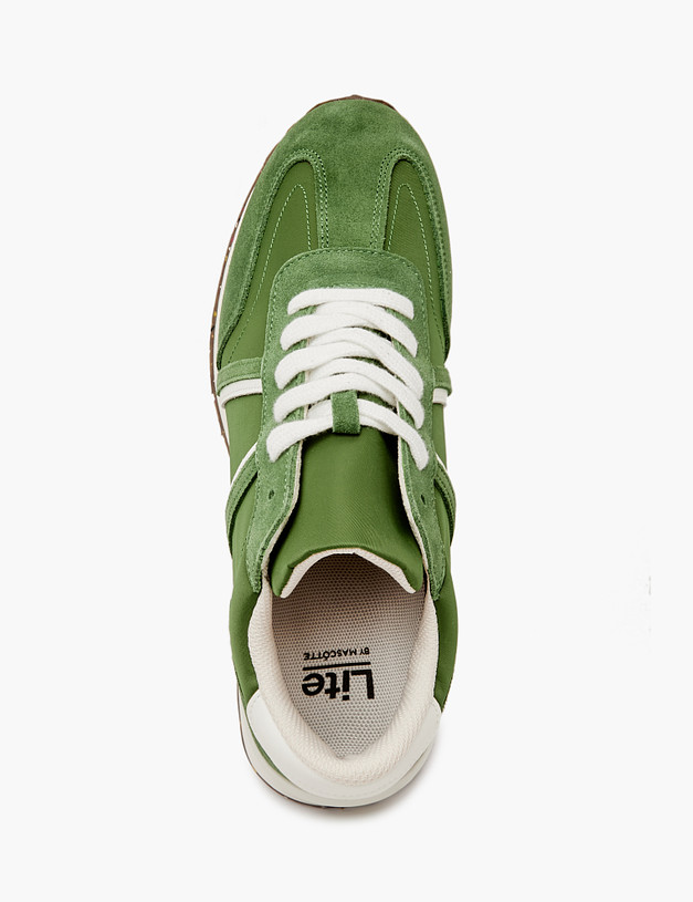Зеленые мужские кроссовки из текстиля и велюра MASCOTTE 128-4191121-0204 | ракурс 4