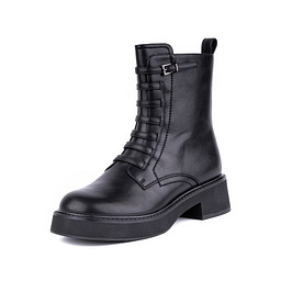 80-32WB-742SR Ботинки женские и.кожа/ворс.ткань-и.кожа черн, INSTREET
