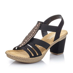 66526-00 Туфли летние женские и.кожа/и.кожа-текстиль черн, Rieker