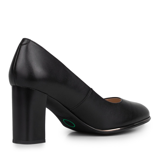 Черные женские кожаные туфли-лодочки на устойчивом каблуке Salamander