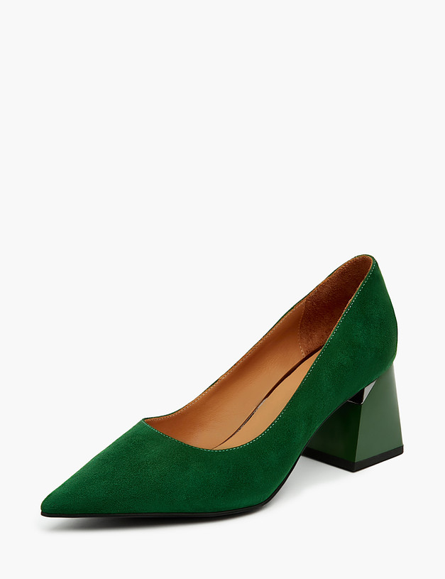 Зеленые женские туфли на квадратном каблуке MASCOTTE 100-310911-3639M | ракурс 2