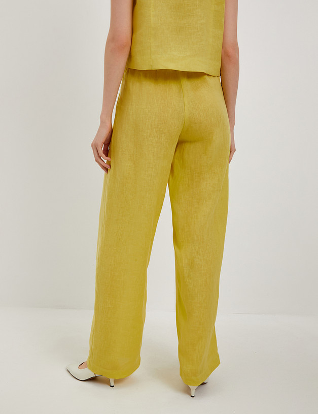 Желтые женские брюки из льна MASCOTTE 790-4101-2718 | ракурс 6