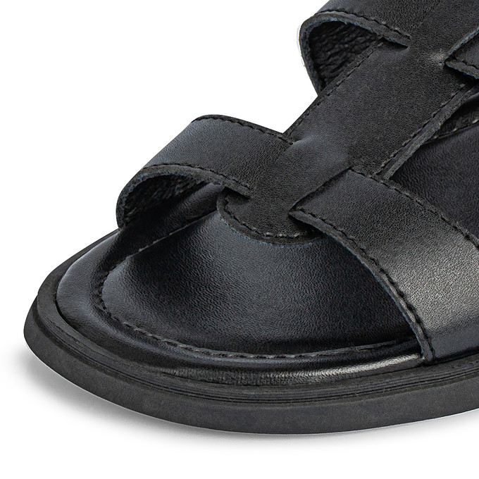 Черные женские кожаные сандалии в стиле «гладиаторов» «Томас Мюнц»