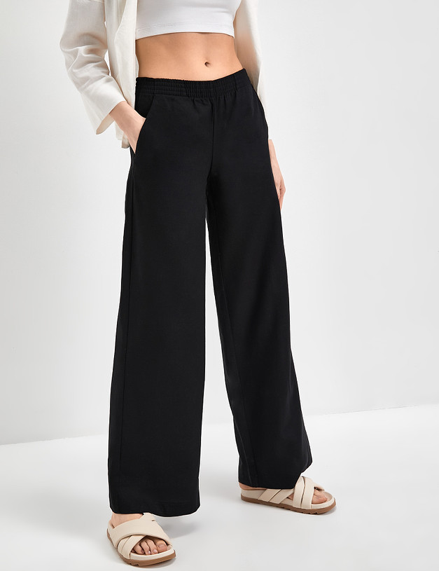 Широкие льняные женские брюки 790-3117-2702