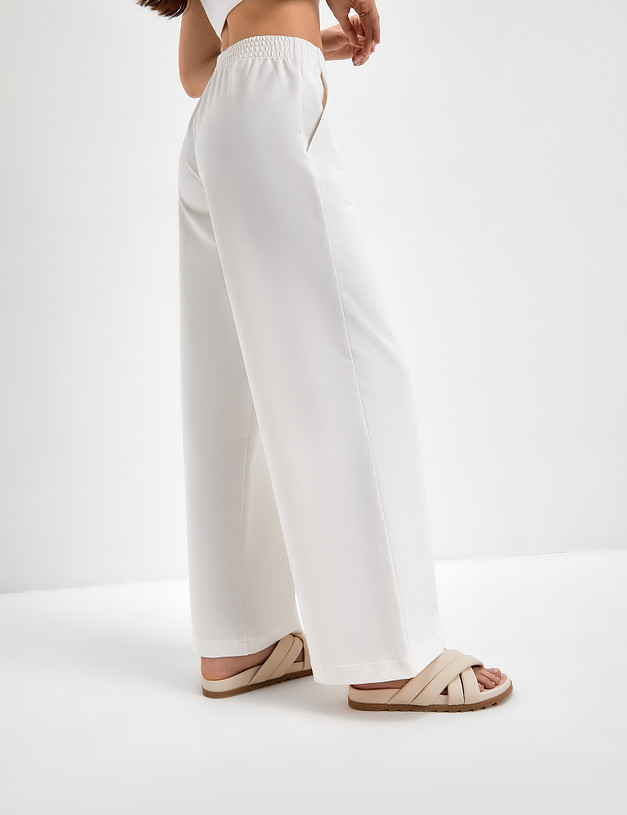 Белые женские брюки с эластичным поясом MASCOTTE 790-3112-2601 | ракурс 5
