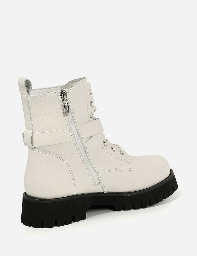 Белые женские ботинки с ремешком MASCOTTE 58-122633-0101 | ракурс 4