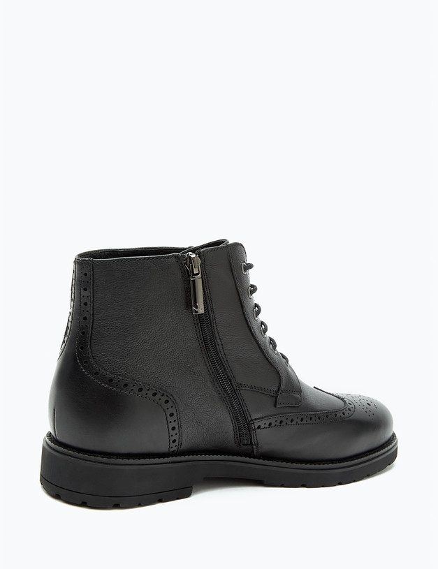 Черные мужские зимние ботинки с перфорацией MASCOTTE 128-223032-0102 | ракурс 3