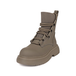 163-42WK-065SR Ботинки женские и.кожа-текстиль/ворс.ткань темн-зелен, INSTREET