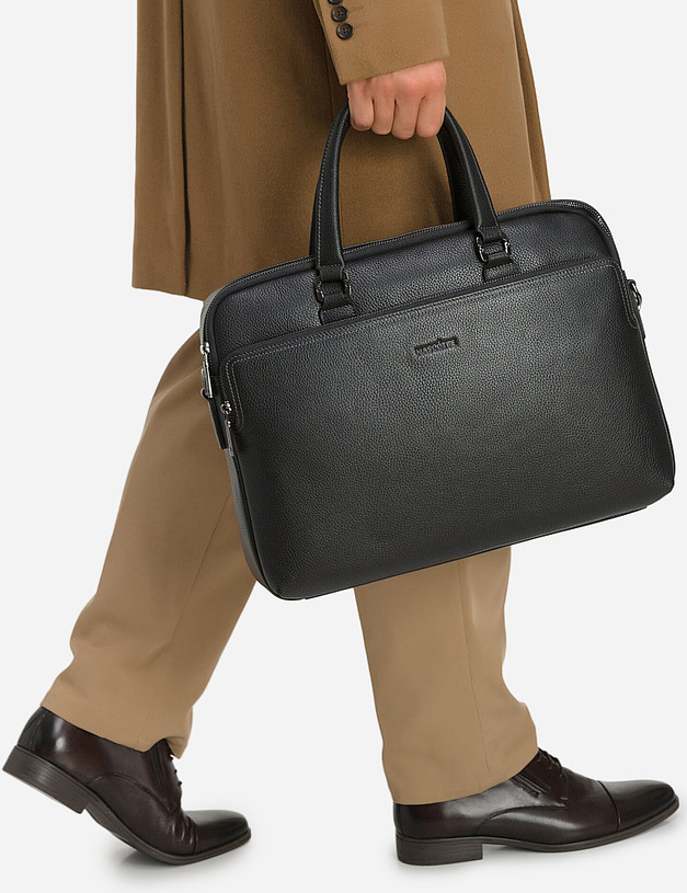 Черный мужской портфель из кожи MASCOTTE 602-0202-102 | ракурс 4