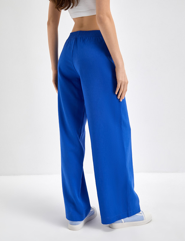 Женские льняные брюки синего цвета MASCOTTE 790-3117-2703 | ракурс 7