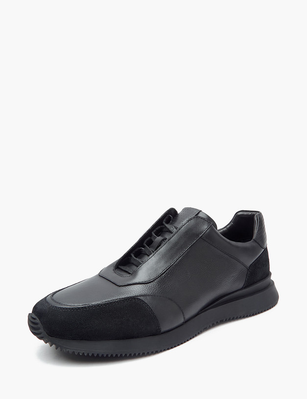 Черные мужские кроссовки из кожи и велюра MASCOTTE 175-3292211-8400M | ракурс 2
