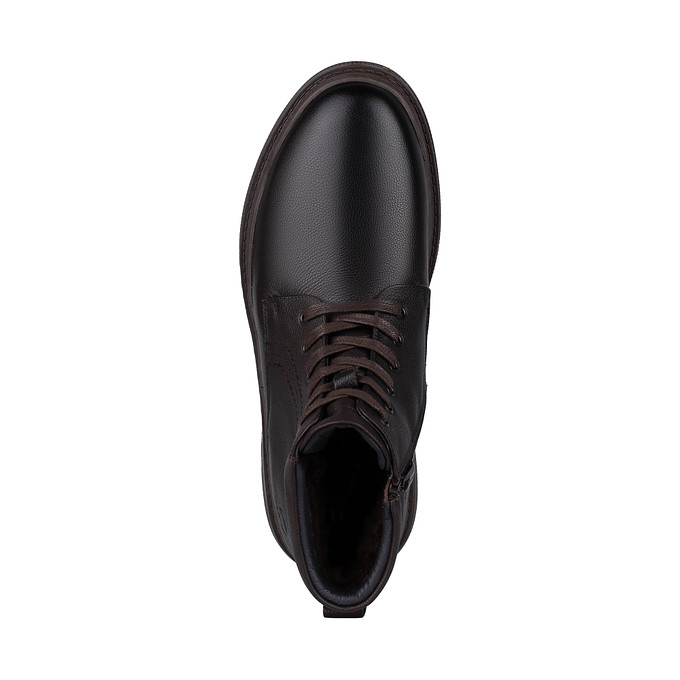 Высокие кожаные коричневые мужские ботинки с мехом "Саламандер"