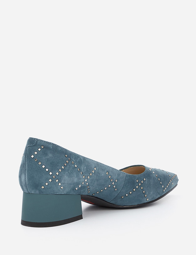 Голубые велюровые женские туфли MASCOTTE 99-1221514-0611 | ракурс 4