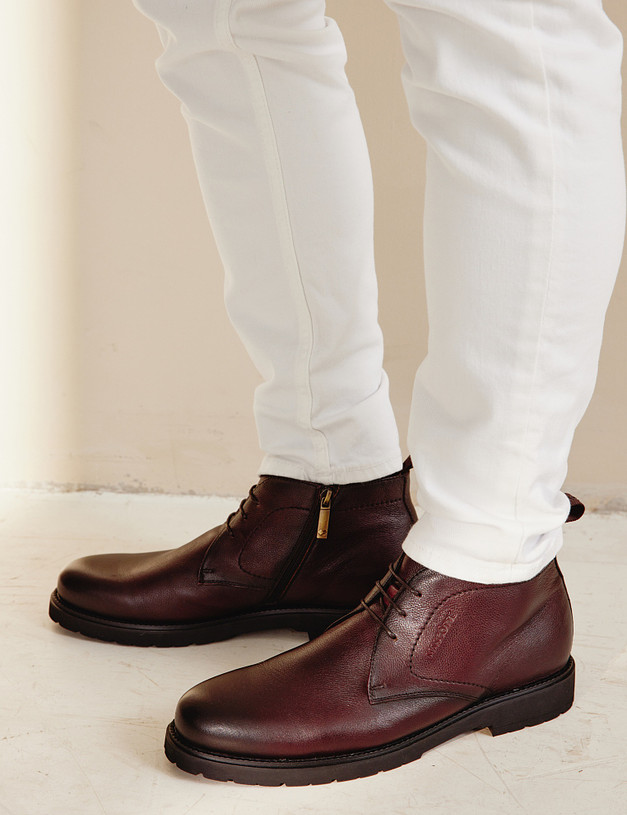 Бордовые кожаные мужские ботинки  MASCOTTE 128-223021-0109 | ракурс 1