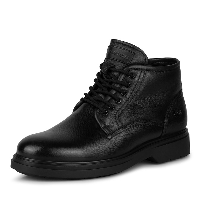 Черные кожаные мужские ботинки на шнуровке "Саламандер"