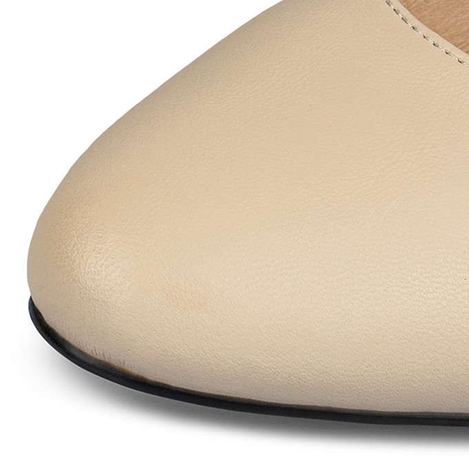 Женские бежевые туфли из кожи с острым мыском на устойчивом каблуке «Томас Мюнц»