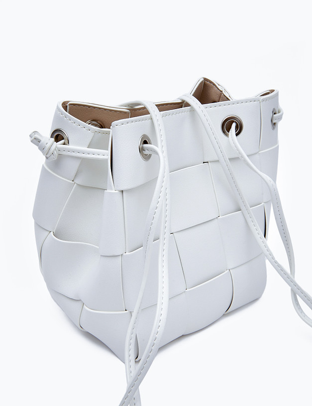 Белая женская сумка с плетеным дизайном MASCOTTE 610-4118-601 | ракурс 4