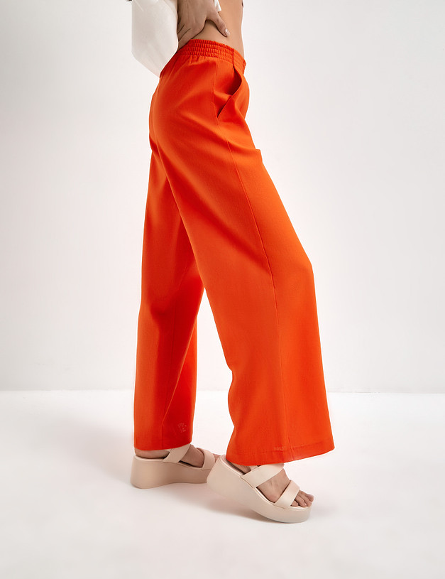 Женские льняные брюки оранжевого цвета MASCOTTE 790-3117-2713 | ракурс 6