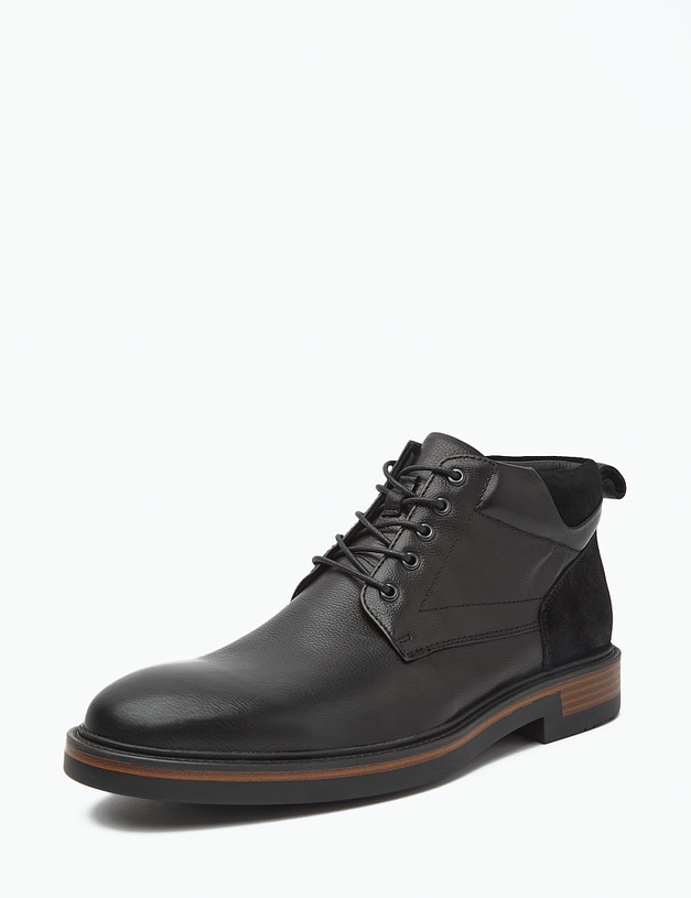 Черные мужские ботинки из кожи и велюра MASCOTTE 22-3212429-3180M | ракурс 2