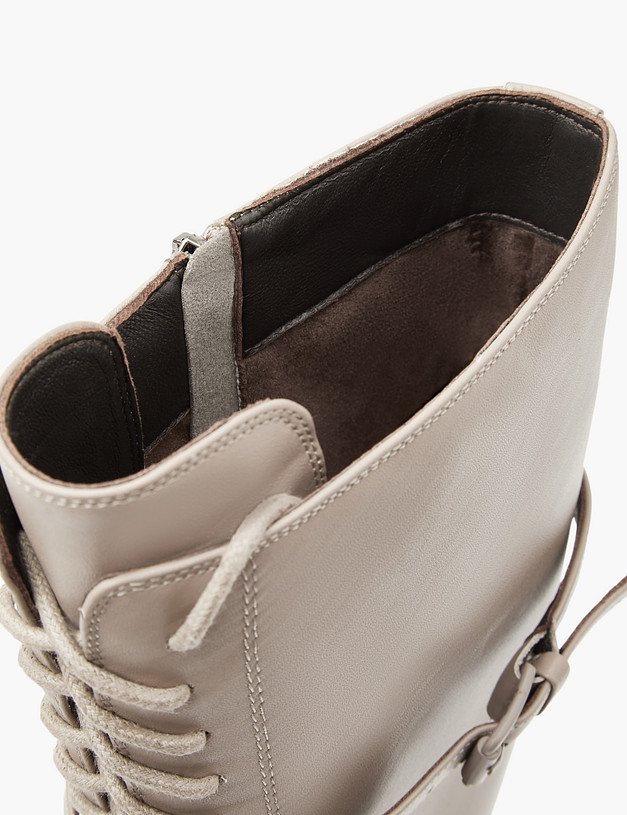 Бежевые женские кожаные сапоги со шнуровкой MASCOTTE 233-3202124-4140M | ракурс 7