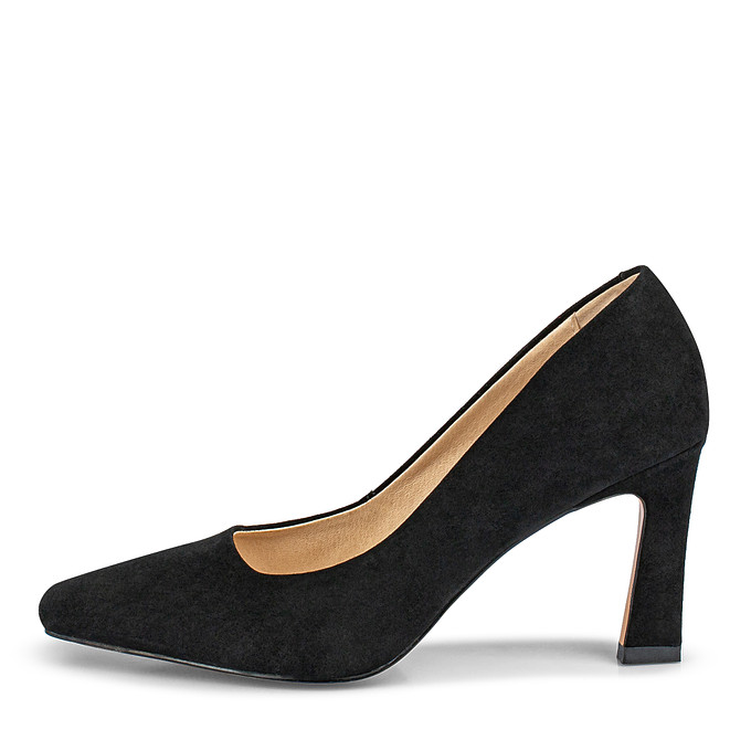 Черные женские туфли на высоком устойчивом каблуке из велюра Thomas Munz
