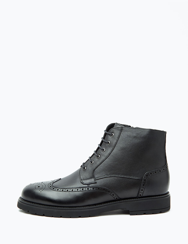 Черные мужские зимние ботинки с перфорацией MASCOTTE 128-223032-0102 | ракурс 1