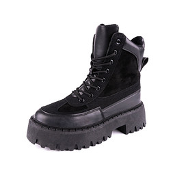 203-32WB-885TT Ботинки женские текстиль-и.кожа/текстиль черн, INSTREET