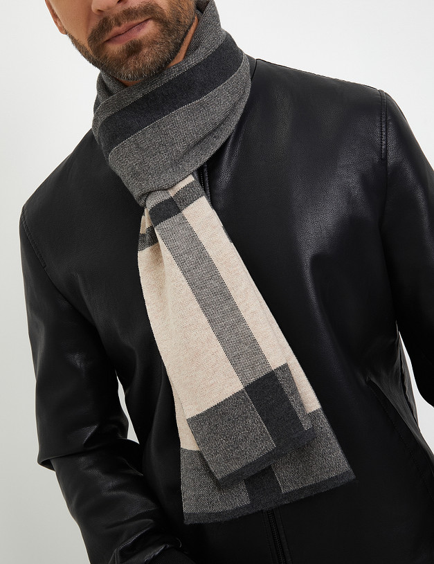 Серый мужской шарф MASCOTTE 766-3204-2410 | ракурс 1