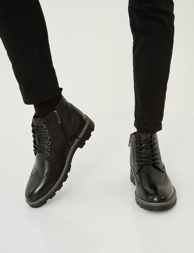 Черные мужские ботинки с перфорацией MASCOTTE 58-1210934-3128M | ракурс 1