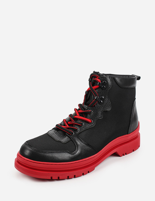 Черные мужские ботинки на красной подошве MASCOTTE 22-1210225-3128M | ракурс 2