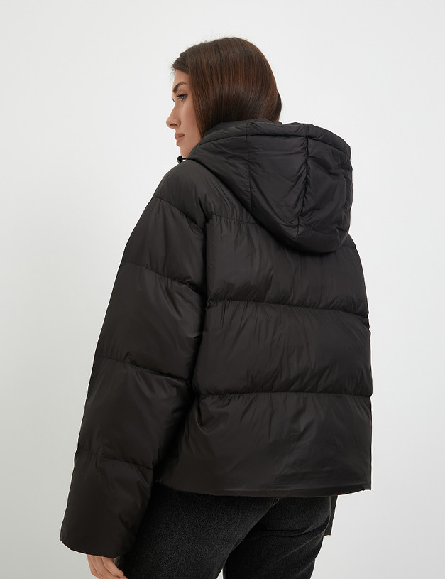 Черная женская дутая куртка с ярким подкладом MASCOTTE 234-3300-2402 | ракурс 7