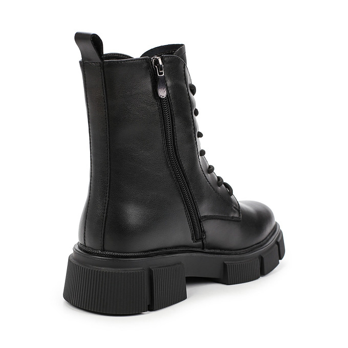 Черные кожаные женские ботинки на шнуровке LOLLI|POLLI
