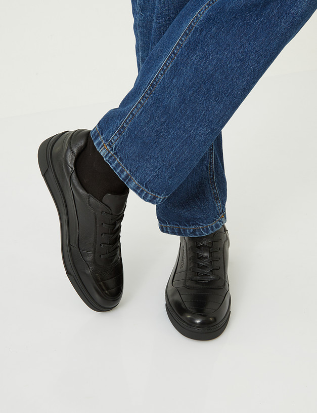 Черные мужские кожаные кроссовки MASCOTTE 58-121221-0102 | ракурс 1