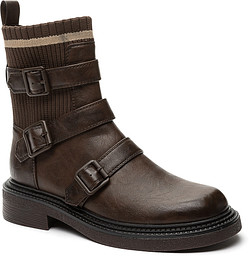 956026/06-02Z Ботинки женские и.кожа-текстиль/ворсин корич, KEDDO