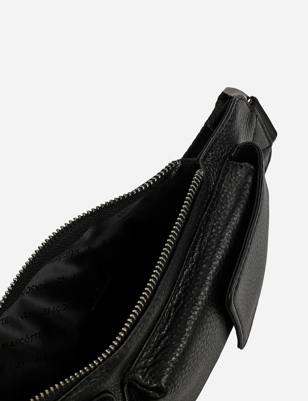 Чёрная мужская сумка-слинг с карманами MASCOTTE 622-1102-102 | ракурс 4