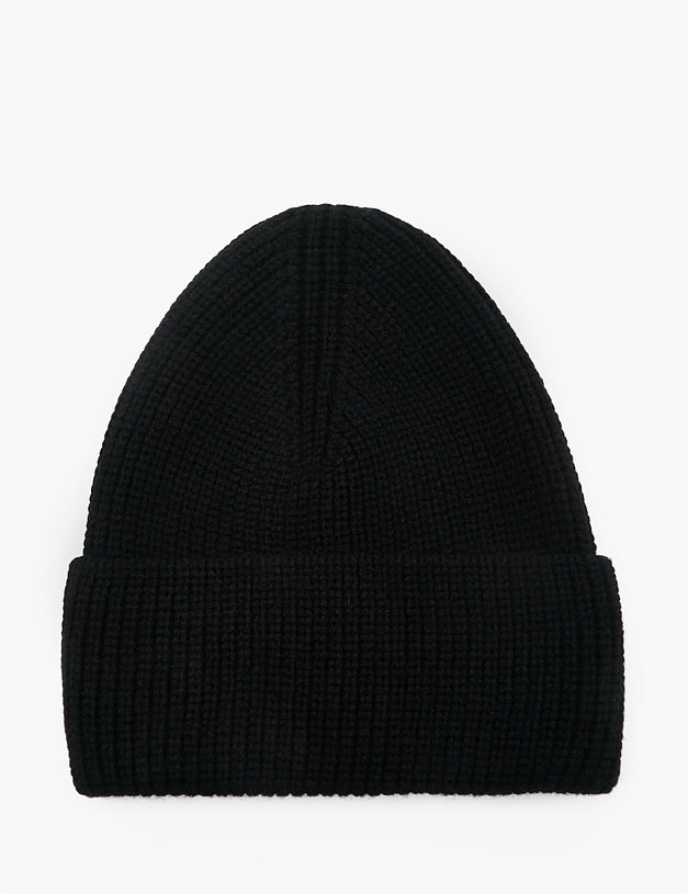 Черная женская шапка в рубчик MASCOTTE 781-2203-2402 | ракурс 2