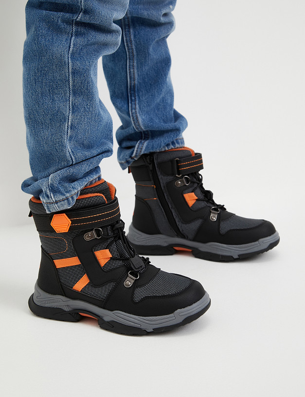 Зимние ботинки для мальчиков с оранжевыми деталями MASCOTTE 18-320151-0602 | ракурс 8