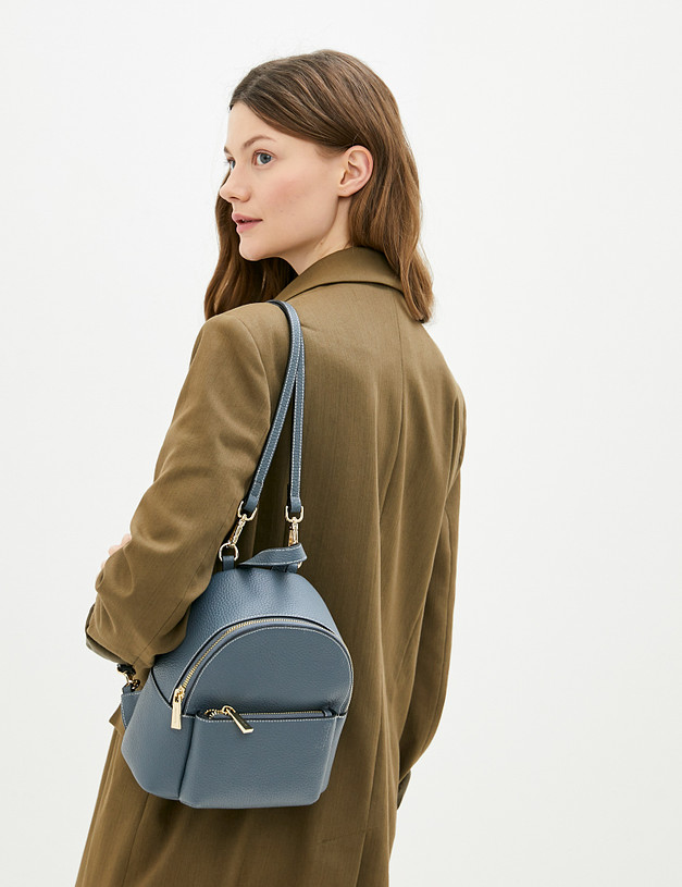 Синий кожаный женский рюкзак MASCOTTE 604-9117-103 | ракурс 1