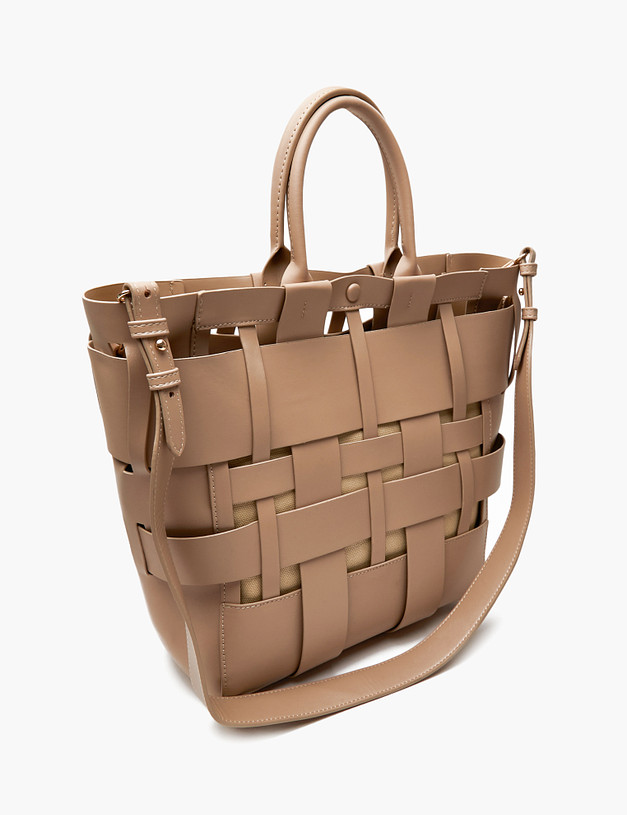 Бежевая женская сумка с плетеным дизайном MASCOTTE 647-4101-608 | ракурс 3