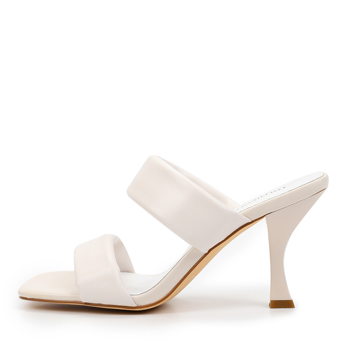Белые женские сабо с квадратным мысом на фигурном каблуке LOLLI|POLLI
