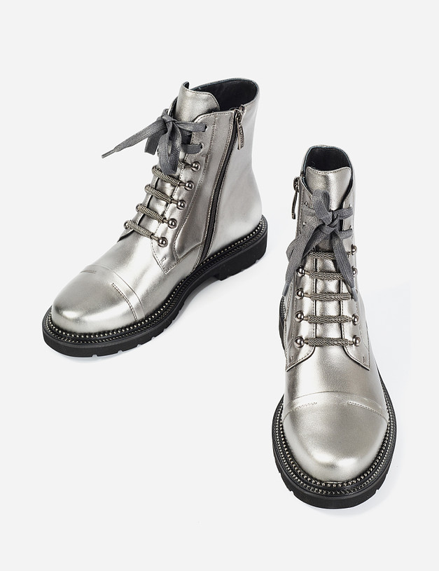 Серые кожаные женские ботинки MASCOTTE 99-020521-3589M | ракурс 7