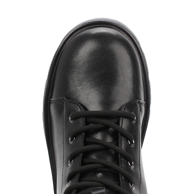 Черные женские кожаные ботинки с молнией и шнуровкой "Томас Мюнц"