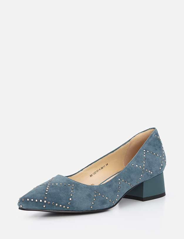 Голубые велюровые женские туфли MASCOTTE 99-1221514-0611 | ракурс 3