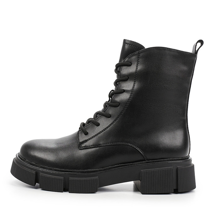 Черные кожаные женские ботинки на шнуровке LOLLI|POLLI