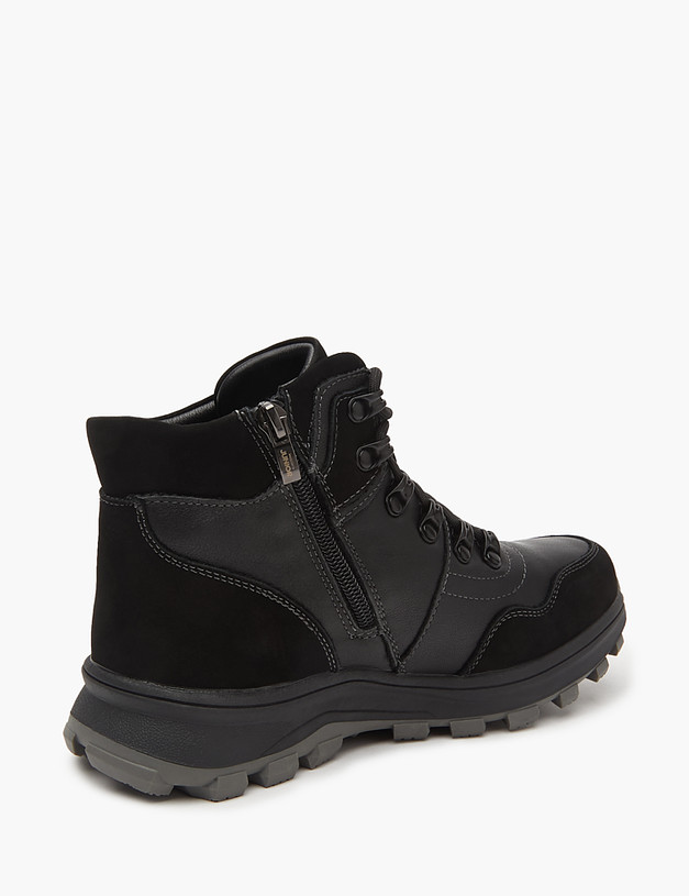 Черные зимние ботинки для мальчиков из кожи и нубука MASCOTTE 98-320731-0302 | ракурс 4