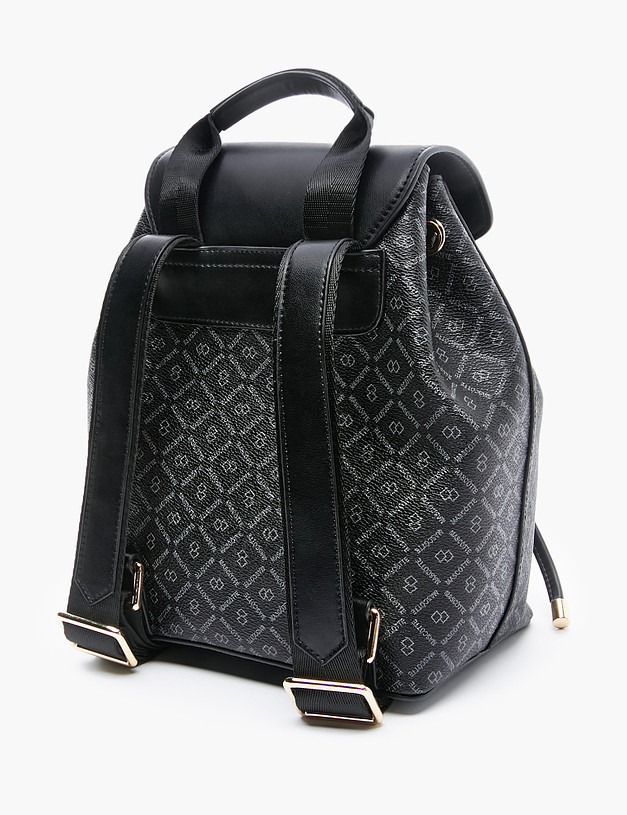 Черный женский рюкзак с фирменным принтом MASCOTTE 604-2202-602 | ракурс 5